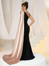 Women's Black Knitted Patchwork Textured 3D Floral Waist Fitted Bodycon Evening Dress